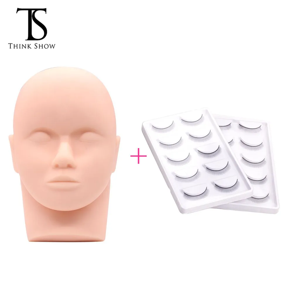 

THINKSHOW Practice Eyelash Extension Mannequin Head Training False Eyelashes Extensions Sticker Pads Makeup Tools