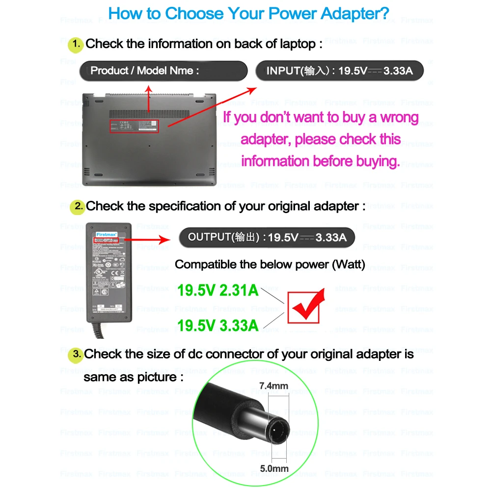 AC adapter 19.5V 3.33A laptop charger for for HP ProDesk 260 G1 400 600 G1 G2 G3 Desktop Mini PC 200 G3 205 G1 G2 G3 all in one