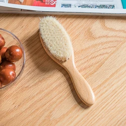 Brosse à cheveux avec manche en bois naturel, poils de chèvre, doux, convient aux hommes et aux femmes