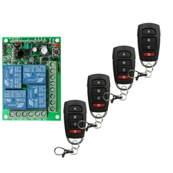 DC 12V 24V 4 Channel 4CH RF Wireless Remote Control Switch System Receiver + Transmitter, 315 433 MHz