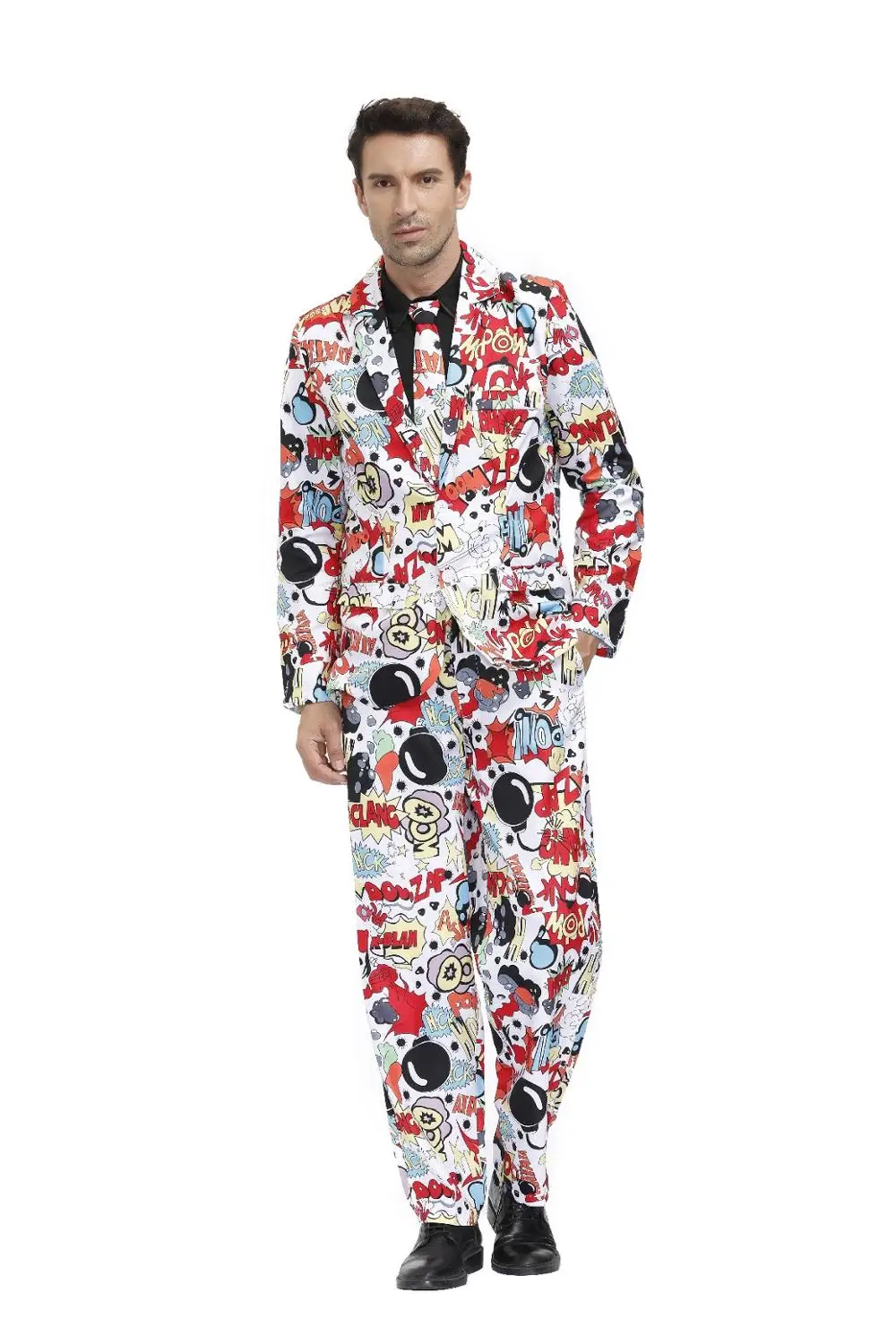 4Pcs Men 's Retro Hippie Disco Costume Suit Adult Funny Cosplay Clothing Halloween Party Wear