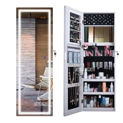 QH-6139 Multifunctional Pier Glass Cabinet With Led Floor Type Full-Length Mirror Cabinet Intelligent Jewelry Armoire Cabinet