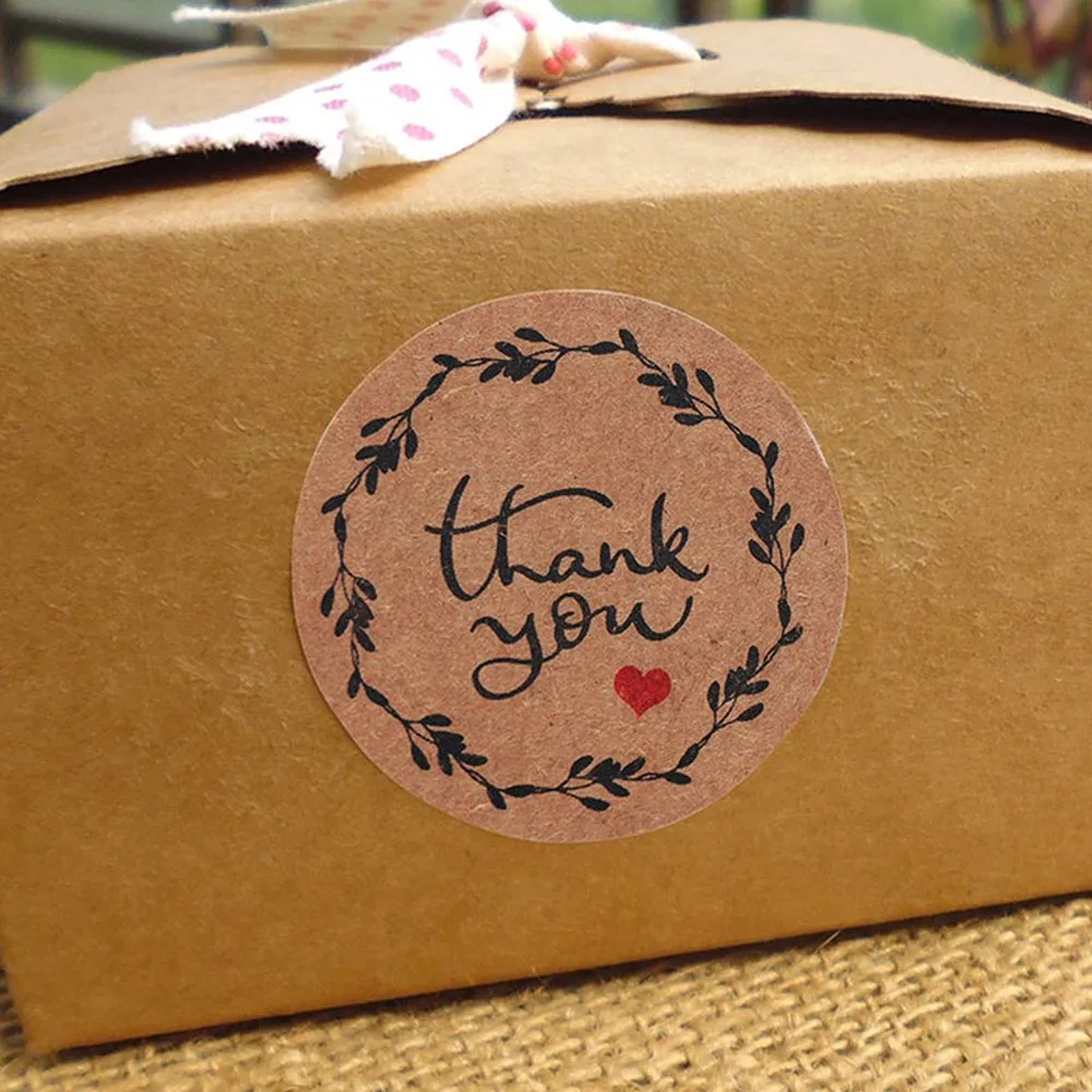 500pcs Thank You Round Sticker Kraft Paper for Baking Sealing Sticker Label DIY Scrapbooking Stationery Stickers