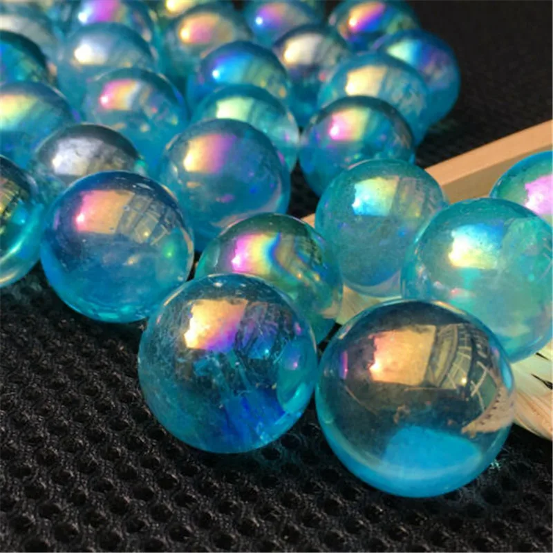 Donghai healing natural coated blue aura quartz crystal ball spheres for feng shui crafts