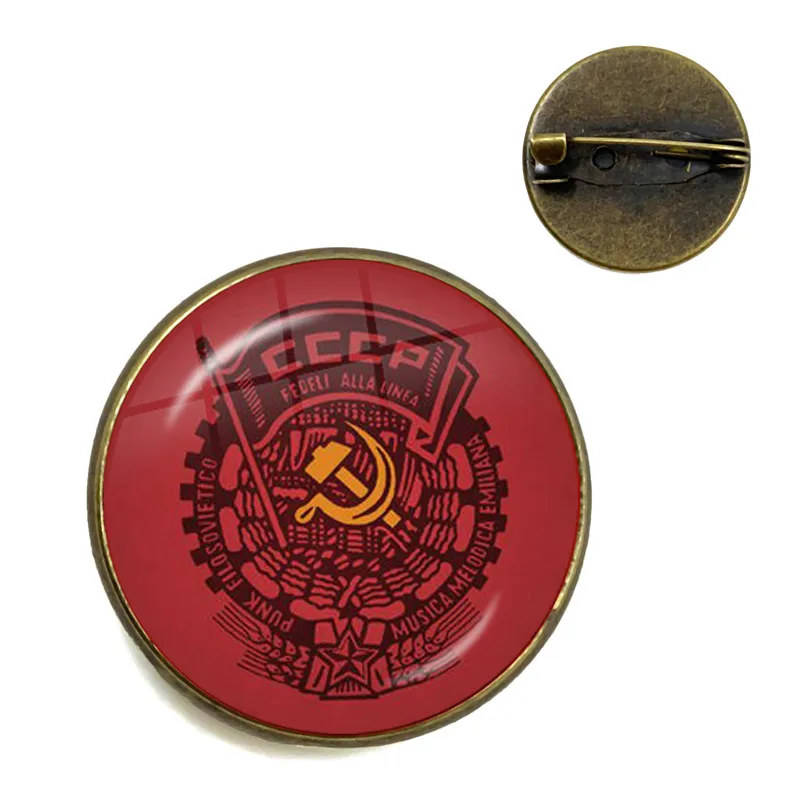 Vintage USSR Soviet Badges Sickle Hammer Brooches CCCP Russia Emblem Communism Sign Top Grade Collar Pins Badge Jewelry For Gift
