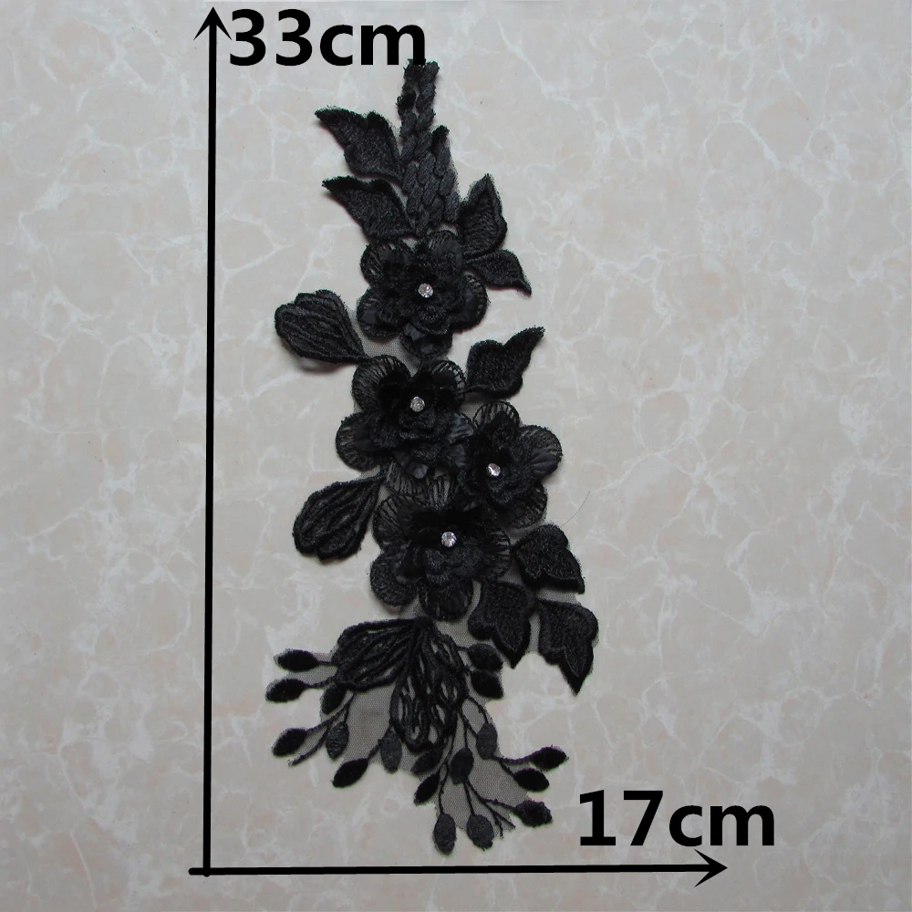 Black Floral Jacquard Venise Lace Collar Neckline Trim DIY Embroidery Supplies Lace Fabric Dress Applique Sewing Craft Designs