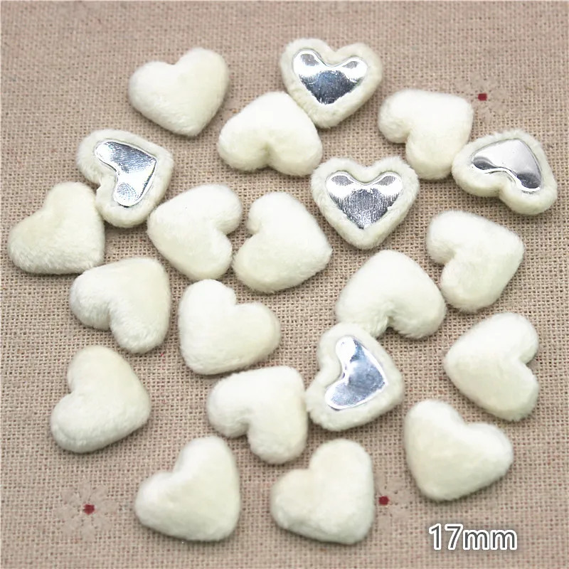 50pcs Cute Flannel Fabric Covered Heart Buttons Home Garden Flatback Cabochon Crafts Scrapbooking DIY,15*17mm