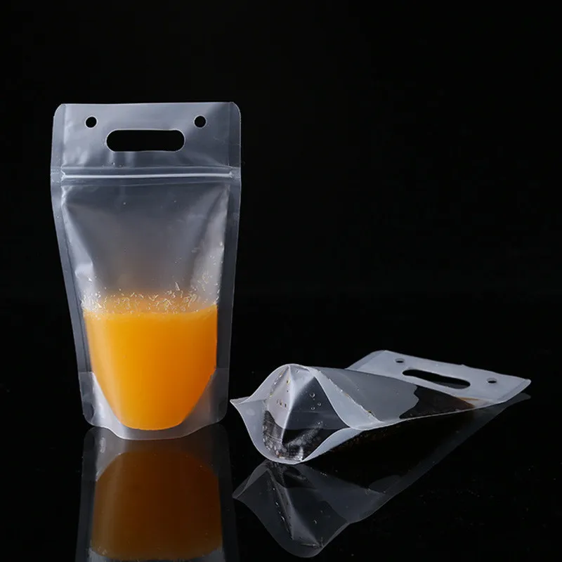 500/1000/2000Pcs Drinking Juice Plastic Bag Beverage Frosted Bag with Handle Soup Liquid Bag Kitchen Freezing No Straw wholesale