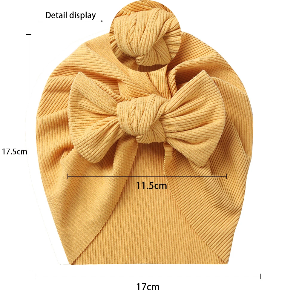 8Pcs/Lot Solid Ribbed Baby Turban Winter Hat Cap Newborn Boy Girl Headwrap Infant Birthday Gift Fashion Bowknot Hair Accessories