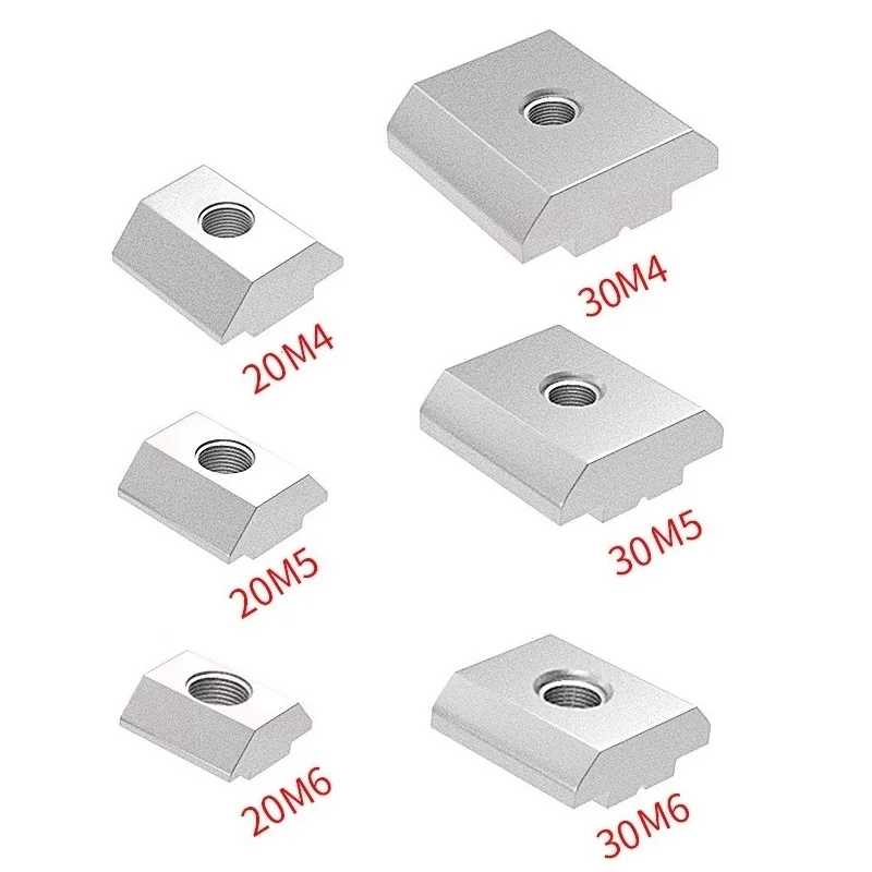 MEGA 20pcs 3D Printer T Block Square Nuts Sliding Slot Hammer Nuts M4 M5 M6 Fastener Connector For 2020 3030 Aluminum Profiles