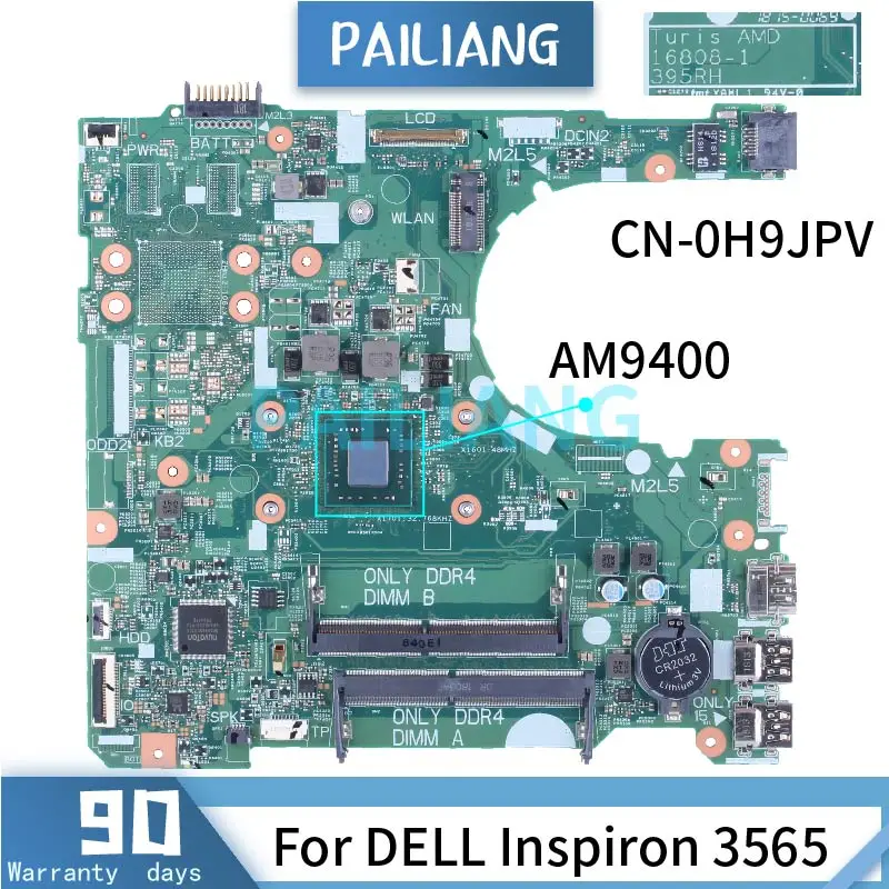 

For DELL Inspiron 3565 AM9400 Laptop Motherboard 0H9JPV 16808-1 DDR4 Notebook Mainboard