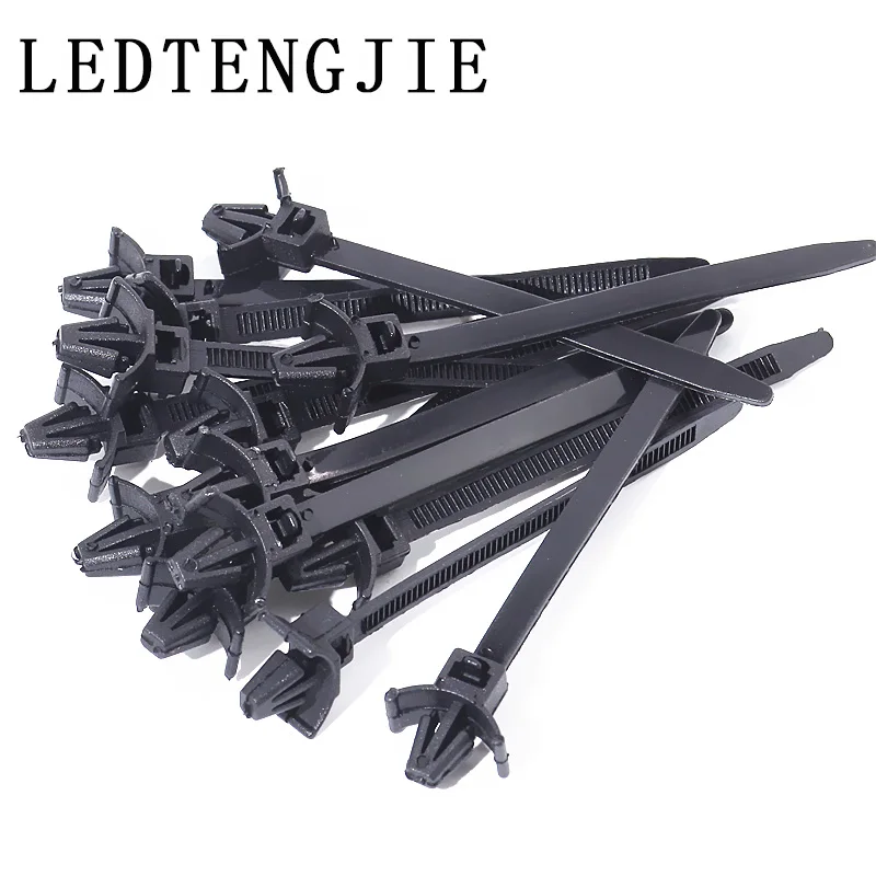 

LEDTENGJIE Automotive Corrugated Pipe Tie Wrapped Cable Clamp 100 Pcs Harness Fastener Cable Tie Management Tie Wire