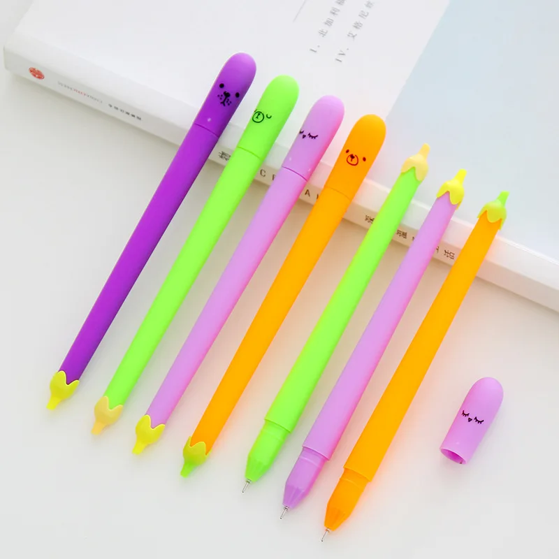 30 PCs Gel Pens Lovely Vegetable Shape Neutral Pen Eggplant Neutral Pen Writing Tools Creative Office Signature Pen Wholesale