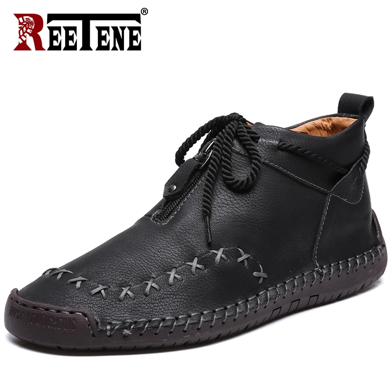 

REETENE Leather Men'S Loafers Light Flats Male Driving Shoes Casual Breathable Loafers For Men Comfort Big Size 39-48 Men Loafer