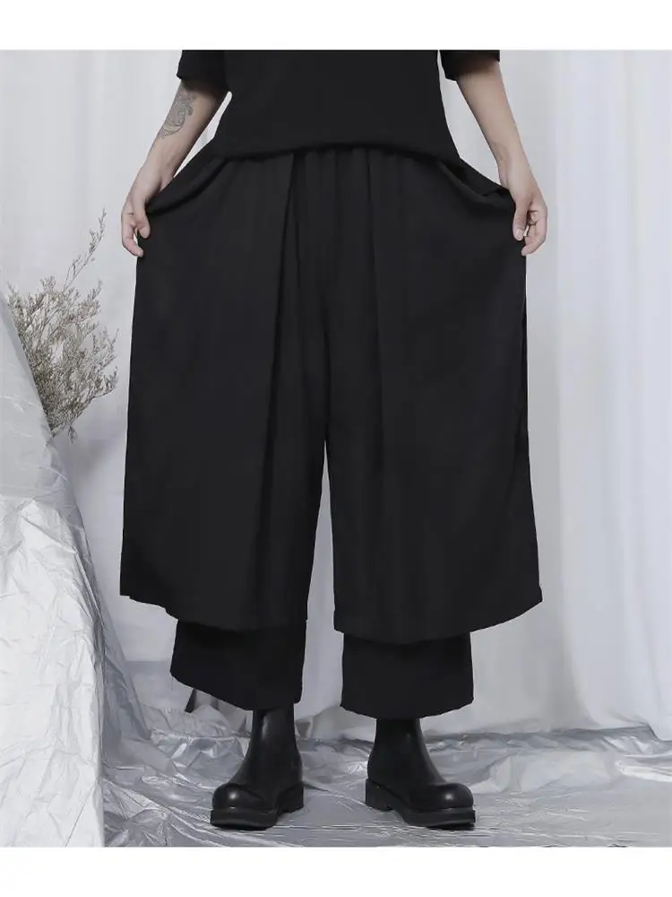 

Men's Wide-Leg Pants New Pendant Wide-Leg Pants Culottes Hair Stylist Fashion Trend Double Legs Loose Casual Pants