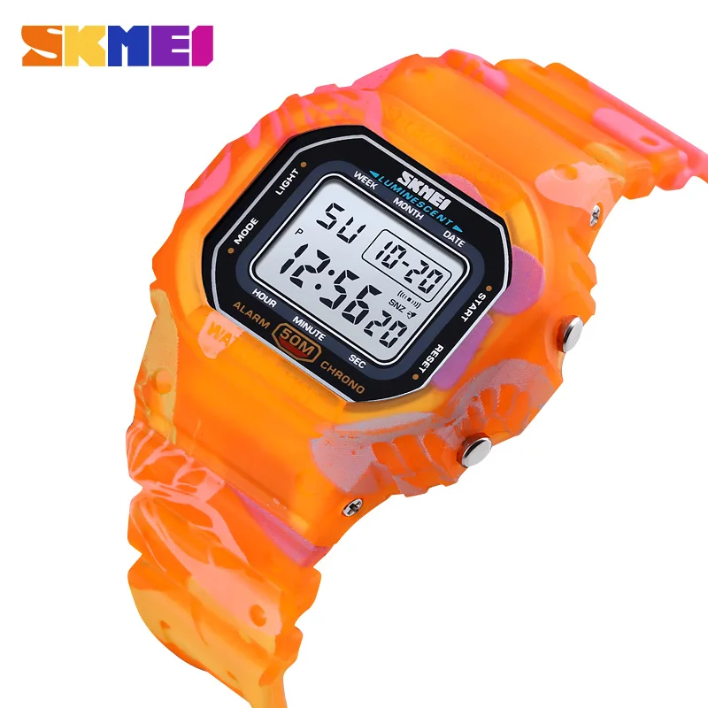 SKMEI-reloj Digital multifuncional para niños y niñas, pulsera impermeable para deportes al aire libre, 1608