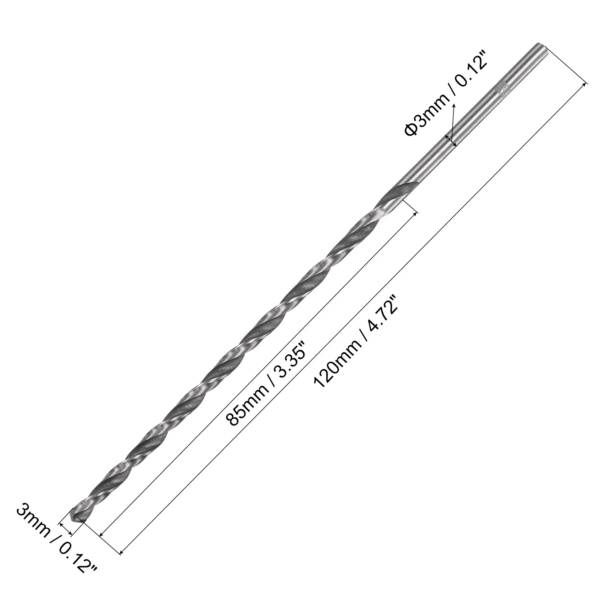Uxcell hss (aço de alta velocidade) haste reta jobber torção broca 3mm diâmetro 120mm comprimento 2 pces