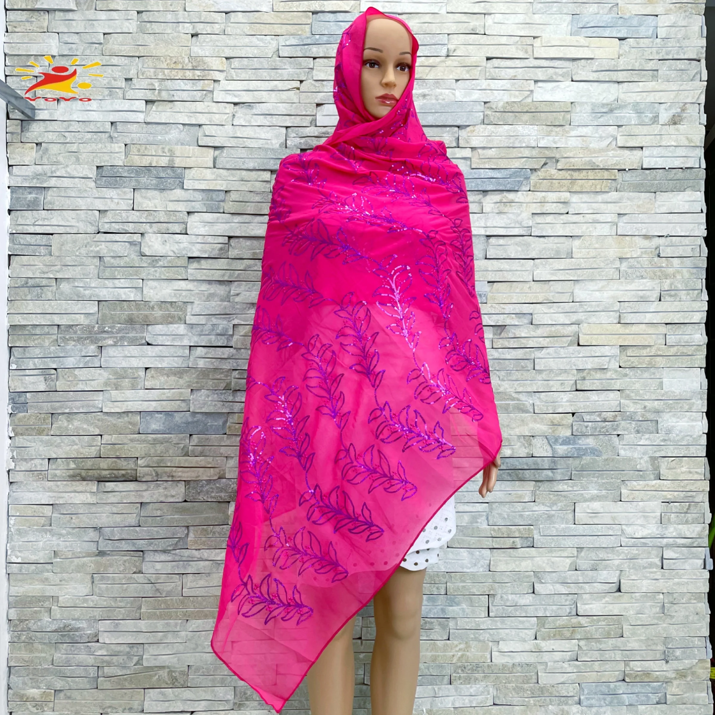 Fashion New African Sequins Embroidery Cashew Floral Scarf Women  Long Viscose Scarves Lady Stitch Shawls and Wraps