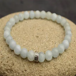 8MM White Jade Gemstone Beads Mala Bracelets Stretchy 7.5inches Bless Buddhism Energy Bead Wrist Yoga Spirituality Meditation