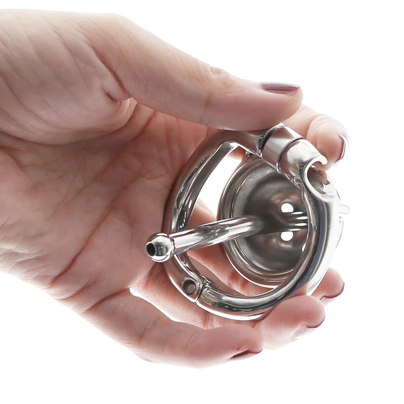 Chastity Cage Cock Ring With catheter stainless steel ball stretch ring penis exercise scrotum ball stretcher sex toy For Men 6