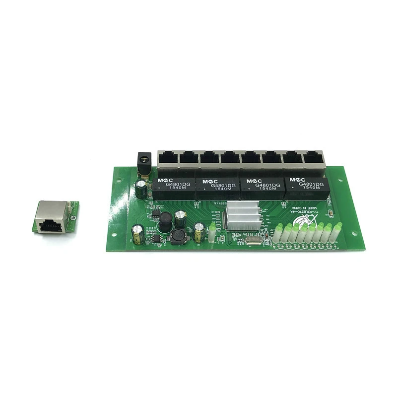 OEM PBC 8 พอร์ตสวิตช์Gigabit Ethernet 8 พอร์ตMet 8 Pin Way 10/100/1000 M Hub 8way power Pin Pcb Board OEMเจาะGat