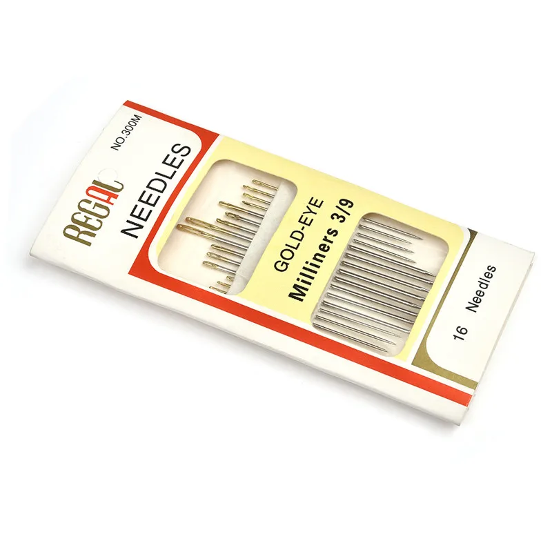 16pcs/Bag Tail Gold Plated Hand Sewing Needles Large Eye Thick Sewing up Needle Embroidery Mending Quilt Hand Sewing Combination