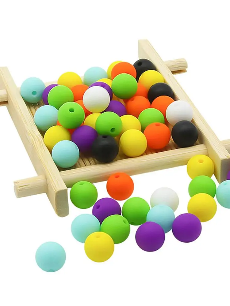 Cute-idea 9mm 100pcs Silicone Beads Food Grade Baby Round Teething Beads DIY Nursing Bracelet Baby Teether Pacifier Necklaces