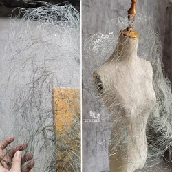 Irregular Hollowed Mesh Fabric Gray Lines Texture DIY Props Decor Modeling Design Arts Clothes Designer Fabric 43*43cm