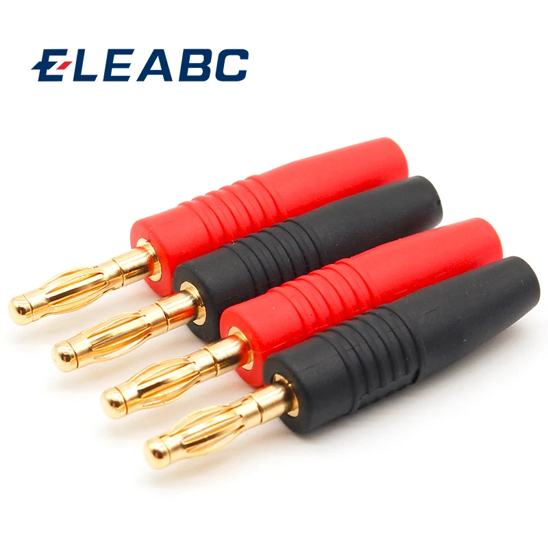 4pcs New 4mm Plugs Gold Plated Musical Speaker Cable Wire Pin Banana Plug Connectors