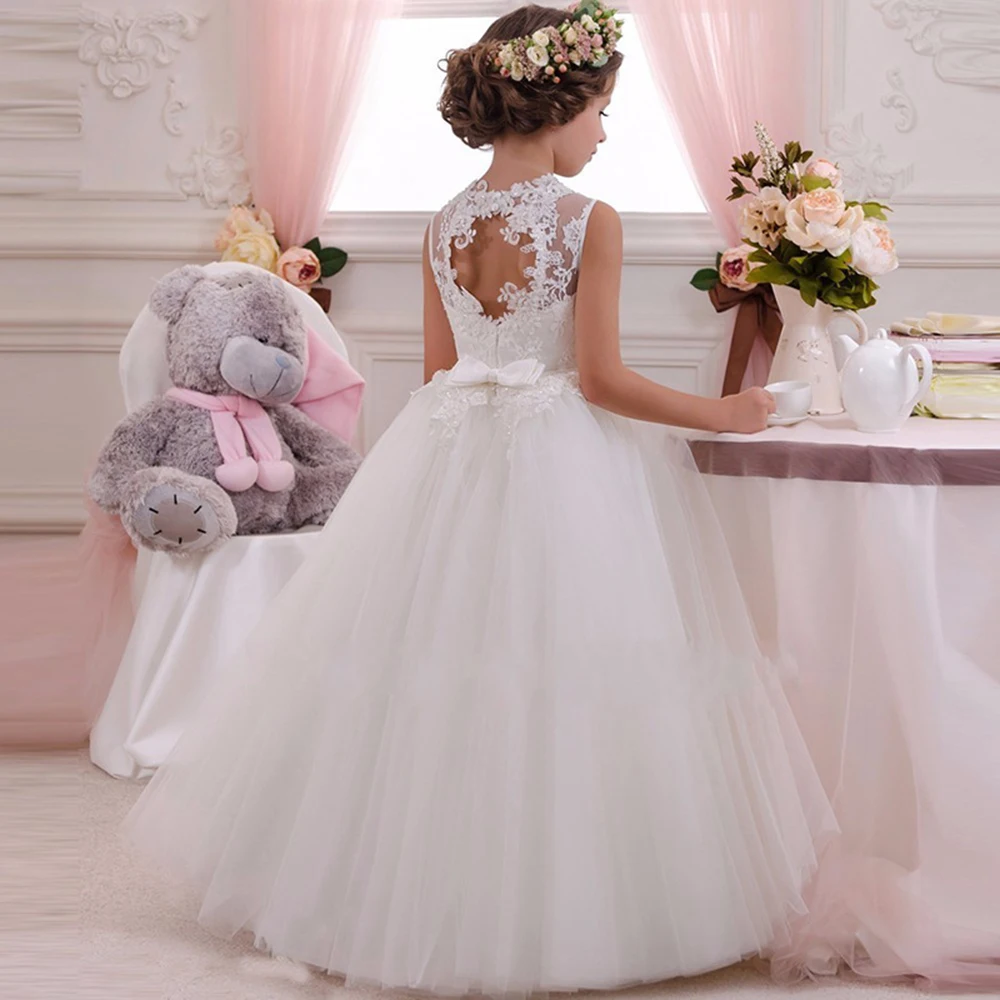 Vestido de flores para niñas, de encaje para ropa elegante banquete de boda, princesa para niños