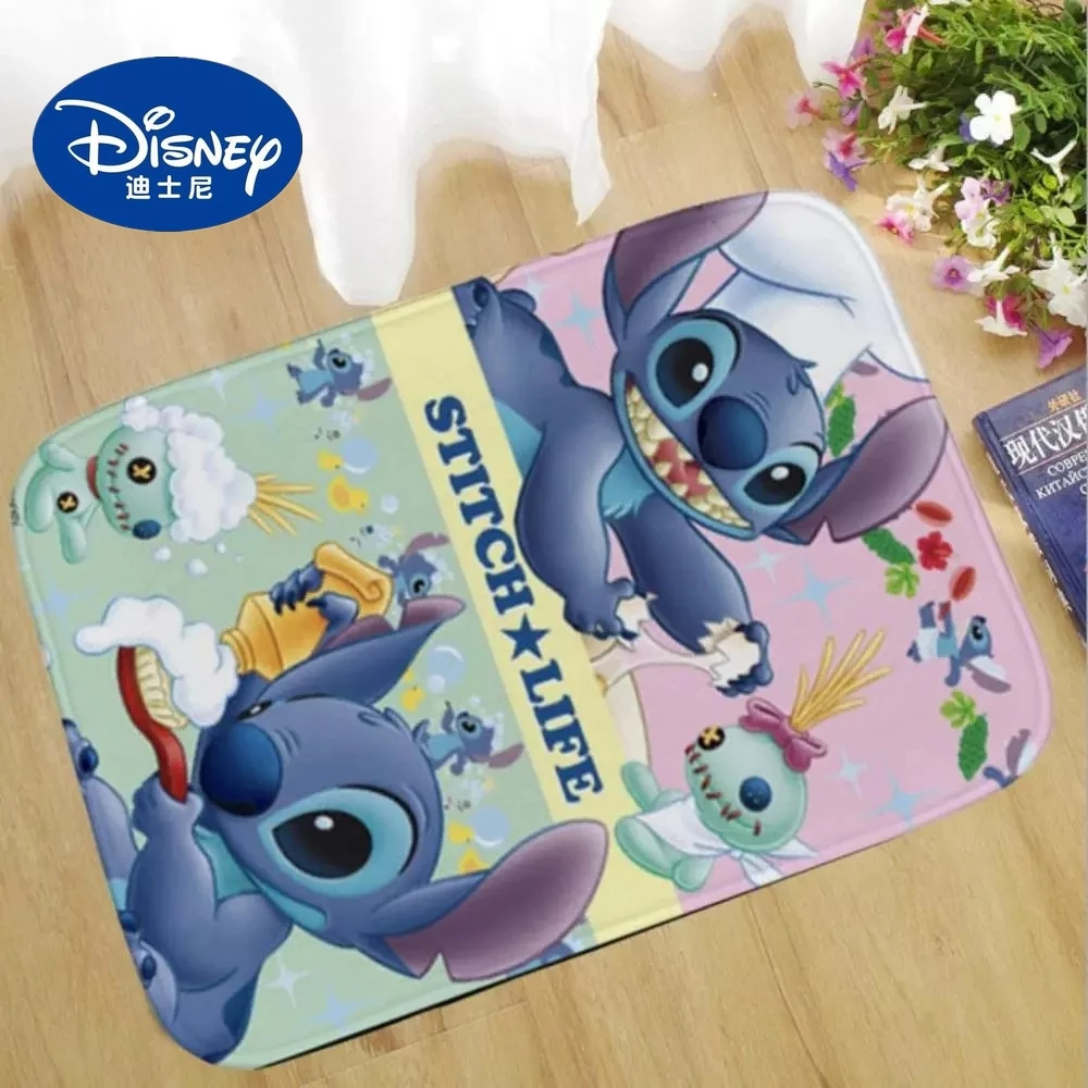 Disney Cartoon Stitch Rug Cartoon Mat Children Winnie Mickey Minnie Game Carpet Bathroom Non-slip Bedroom Living Room Indoor Rug