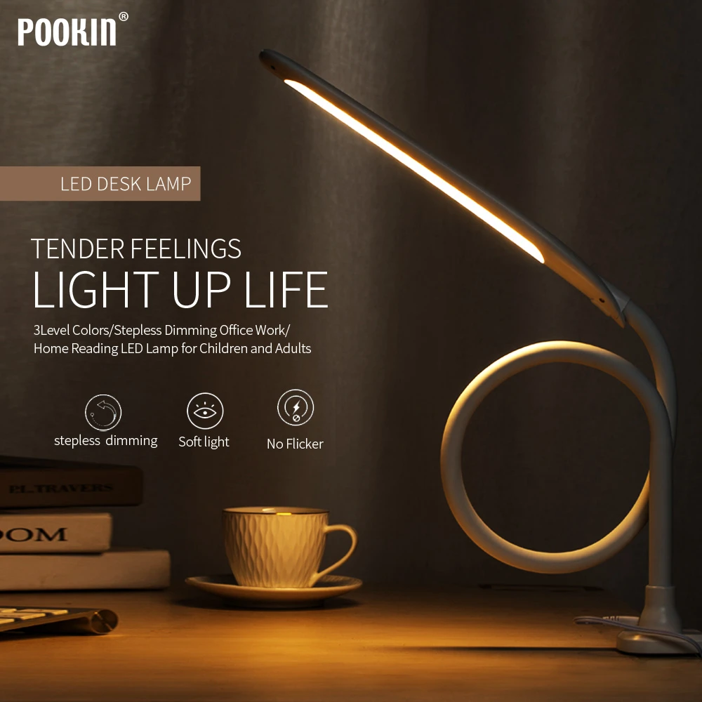 flexivel toque gooseneck escurecimento desk lamp longo braco abajur clip on light para leitura quarto led light modos de cor 01