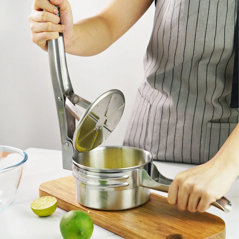 Pemeras Isian Pangsit Hidung Belang Manual Kentang Baja Tahan Karat Alat Dapur Multifungsi Pembuat Jus Penghancur Kentang