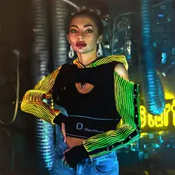 Lumisonata LED Light Up Fiber Optic Unisex Steampunk Long Sleeve Top Jacket Cosplay Hollow Cosplay Prop