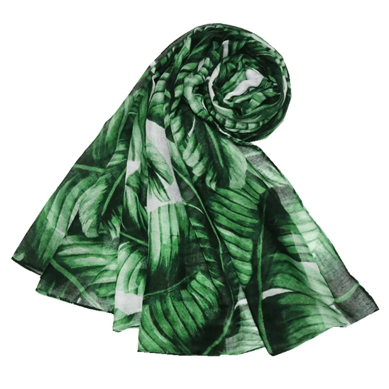 

New Design Hawaiian print shawl cotton green leaf beach scarves vacation travel scarf 100pcs/lot free shipping by express