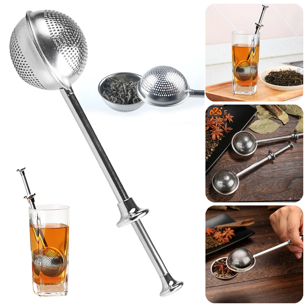 2024 Reusable Stainless Stainless Steel Tea Infuser Sphere Mesh Tea Strainer Coffee Herb Spice Filter Diffuser Handle Tea Ball