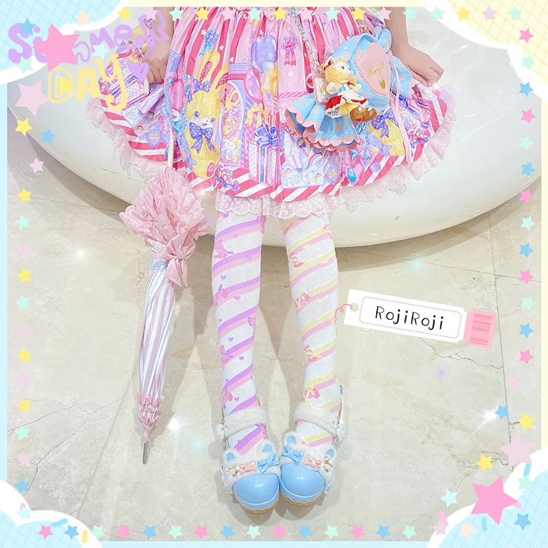 Little Candy Lolita socks women over the knee socks Lolita Japanese Harajuku candy striped stockings