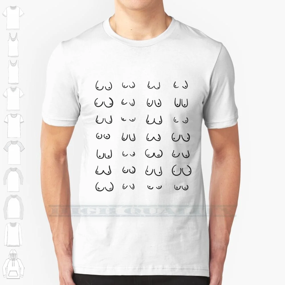 Boobs Breasts Pattern Print 100% Cotton T Shirt Boob Breast Women Anatomy Feminist Body Positive Pattern Tee Short Sleeve Long