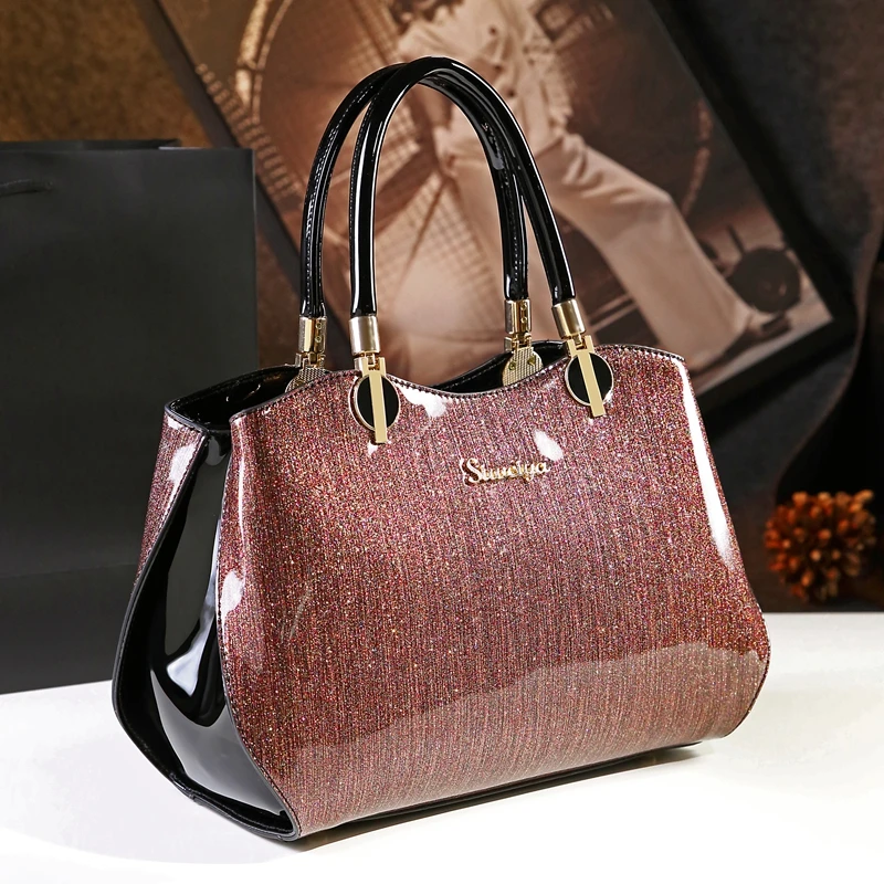 New arrival korean style simple pillow shoulder bags handbags women famous brands top handle bag patent leather messenger clutch