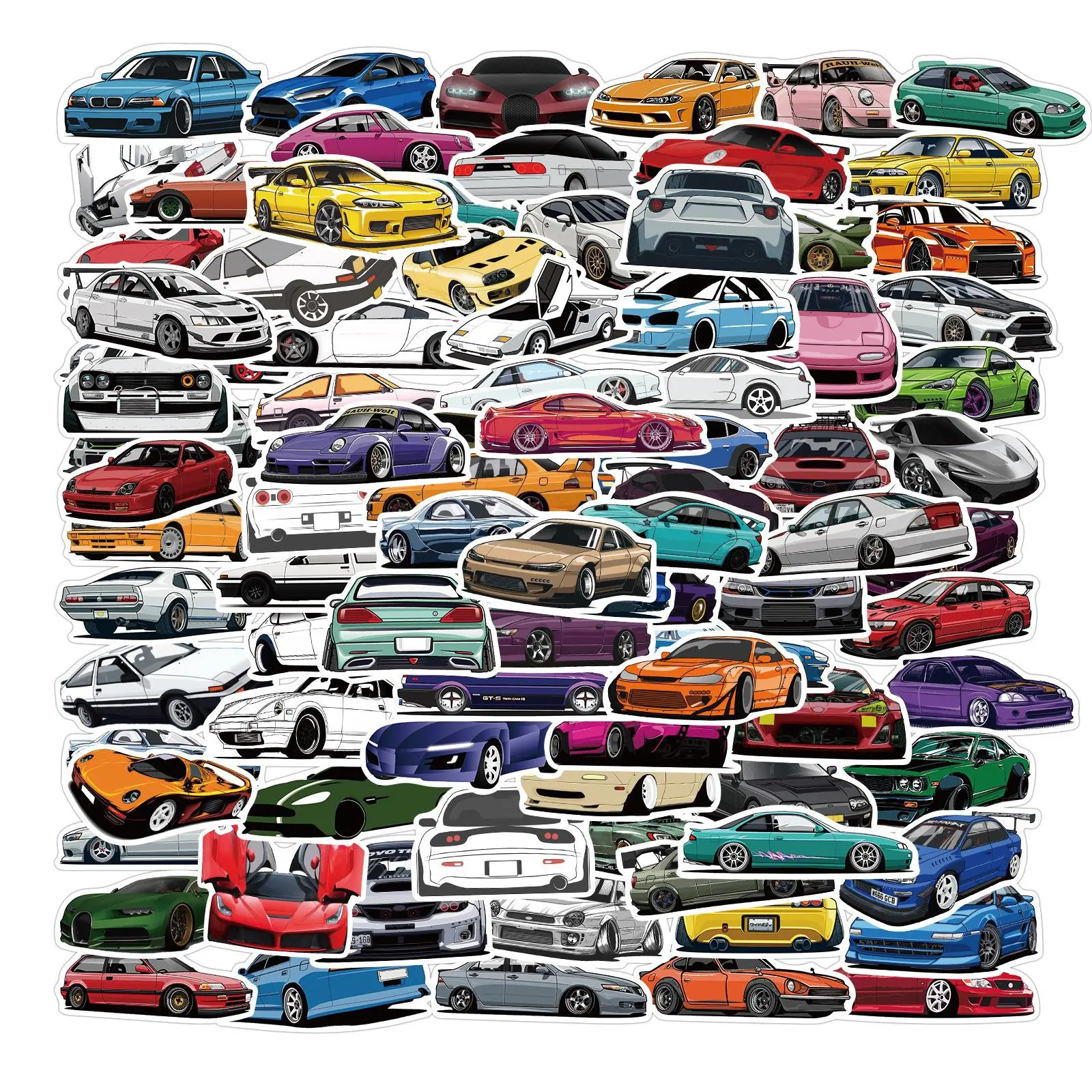 10/50/100PCS Classic Sports Car Styling Graffiti Stickers Waterproof For DIY Motorcycle Guitar Moto Helmet Bike Cool JDM Sticker