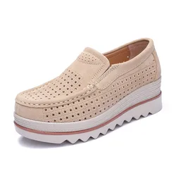 2018 nuove scarpe basse da donna primavera-autunno scarpe in vera pelle scamosciata mocassini Casual da donna scarpe Slip-on x-large 35-42