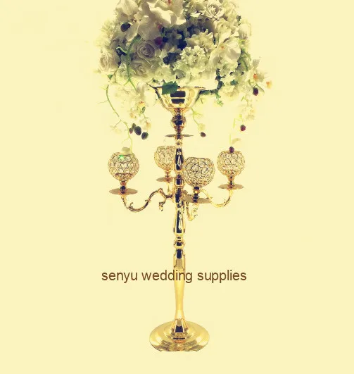 

Wholesale Tall Wedding Crystal Centerpiece Wedding Stand Decoration Five arms Flower Care Candelabra senyu0751