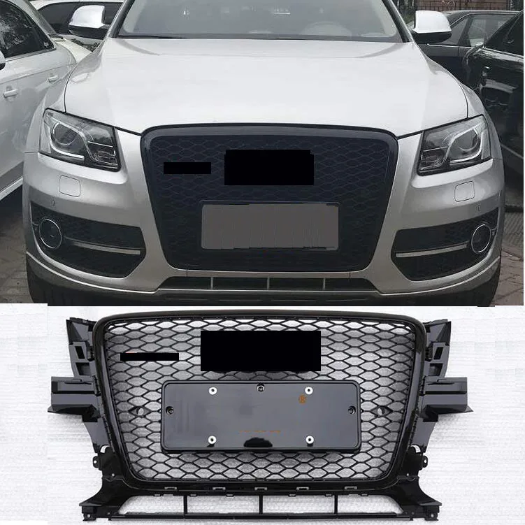 For Audi Q5 SQ5 2009 2010 2011 2012 Gloss Black Silver Plastic Front grille