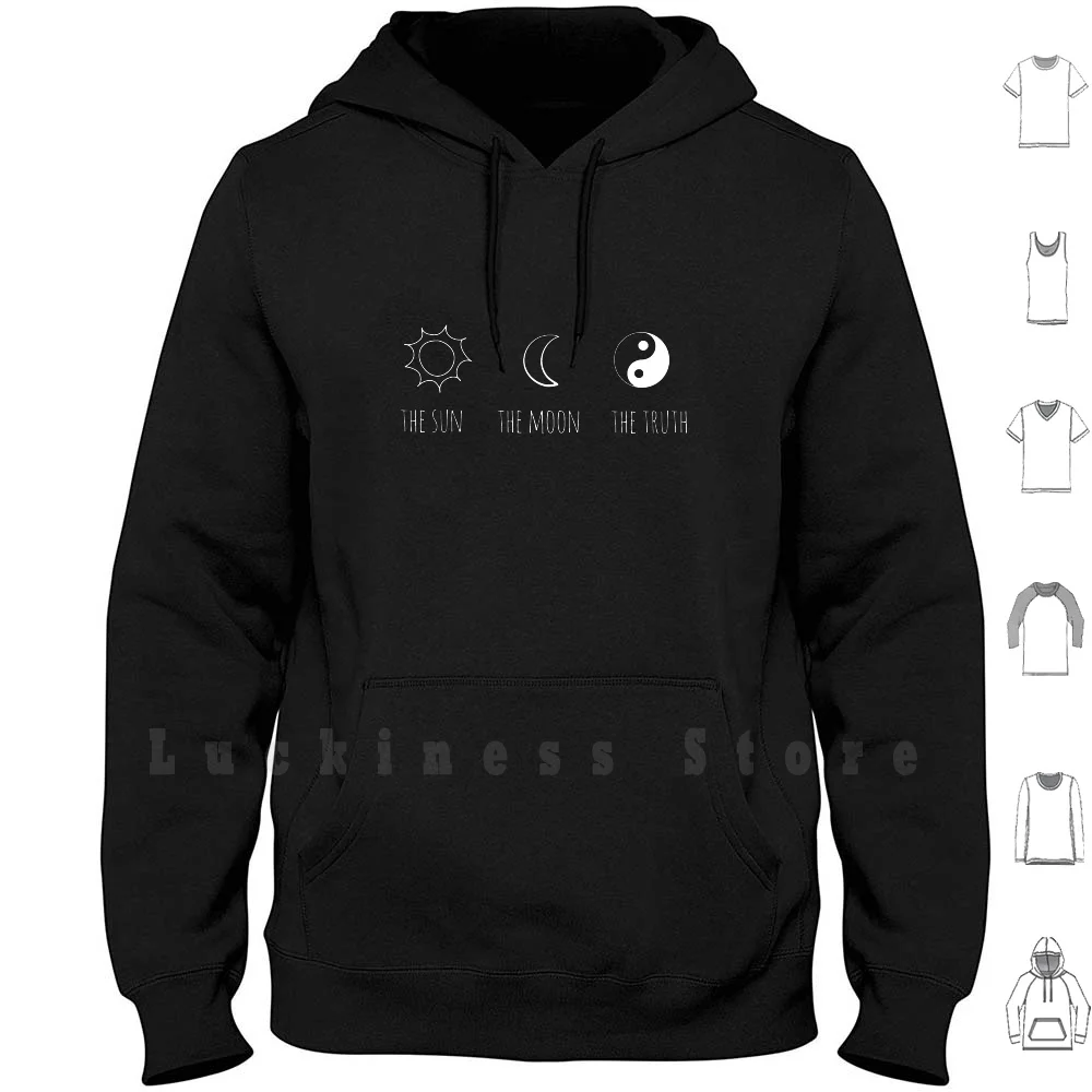 The Sun , The Moon , The Truth Hoodies Long Sleeve Teen Wolf Buddhism Quote Sun Moon Truth Tumblr Fandom Yin Yang