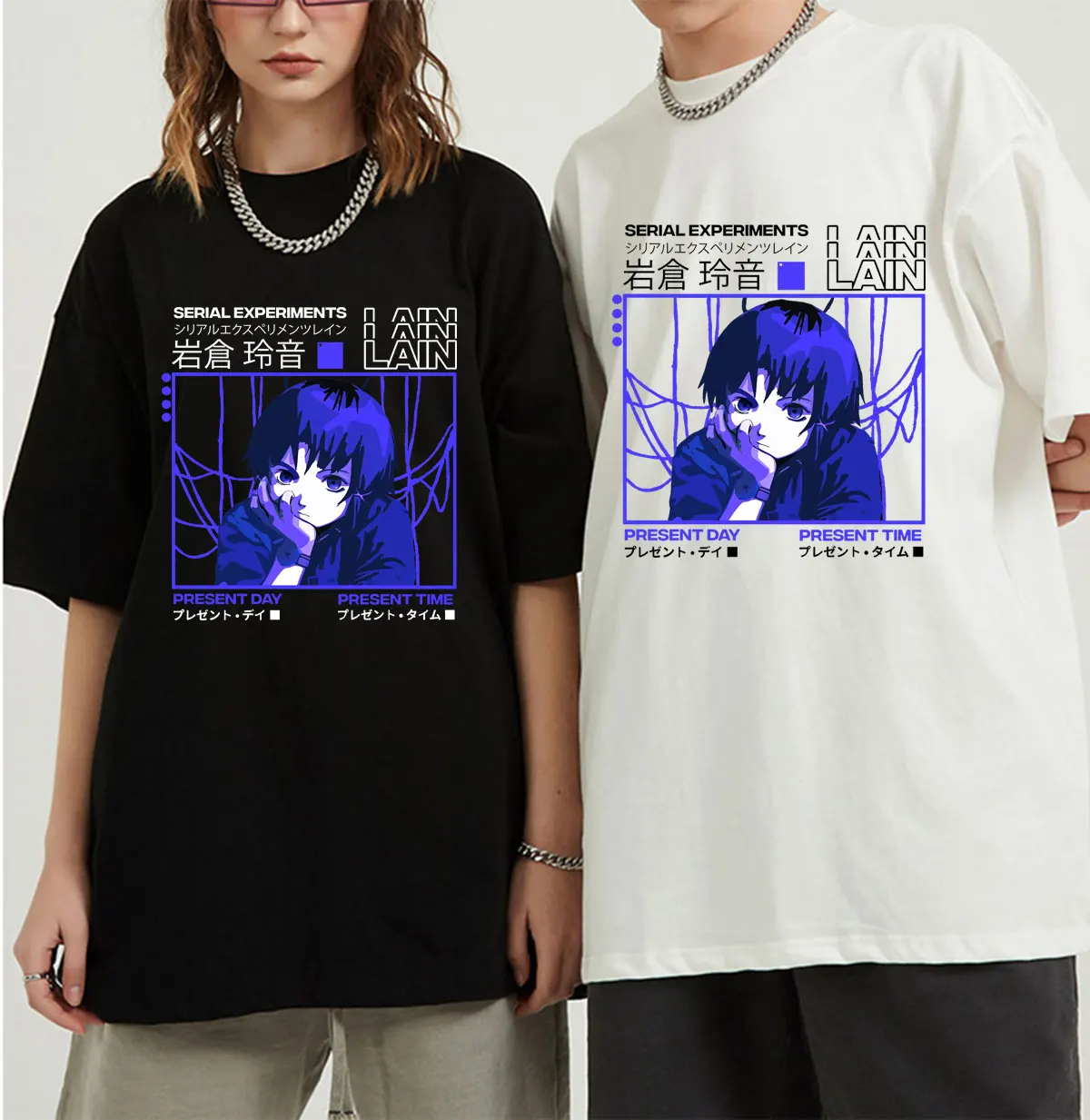 Serielle Experimente Lain Übergroßen T-Shirt Männer Baumwolle T Shirt Glitch Iwakura Manga Weeb Mädchen Sci Fi Anime Kurzarm T tops