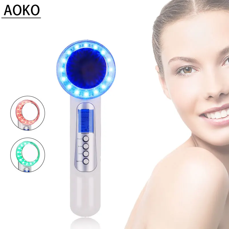 AOKO Ultrasonic LED Photon Beauty Machine Deep Clean Face Massage Skin Tightening Face Lifting Skin Care Tool