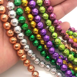 4-12mm Multicolor Volcanic Rock Lava Stone Round Loose Spacer Bead For Jewelry Making Natural Stone Beads Diy Men Charm Bracelet