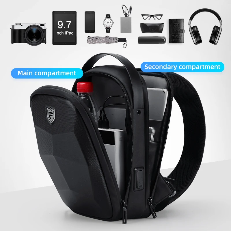 Imagem -03 - Fenruien-bolsa Tiracolo Multifunções Masculina Bolsa de Ombro Anti-roubo Impermeável Carregamento Usb Viagem Curta Bolsa de Peito Moda Novo 2023