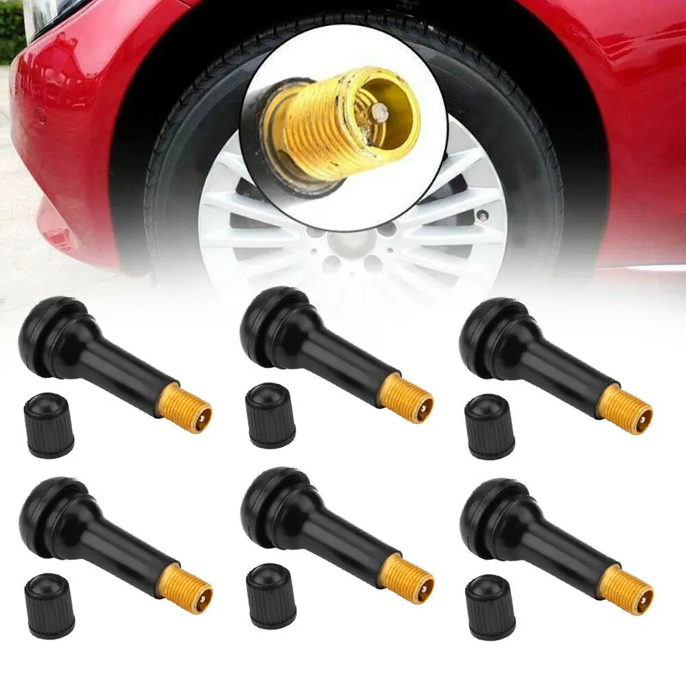 10/20/50/100PCS Universal TR414 Snap-In Black Rubber Tire Valve Stems Short Rod Car Accessory