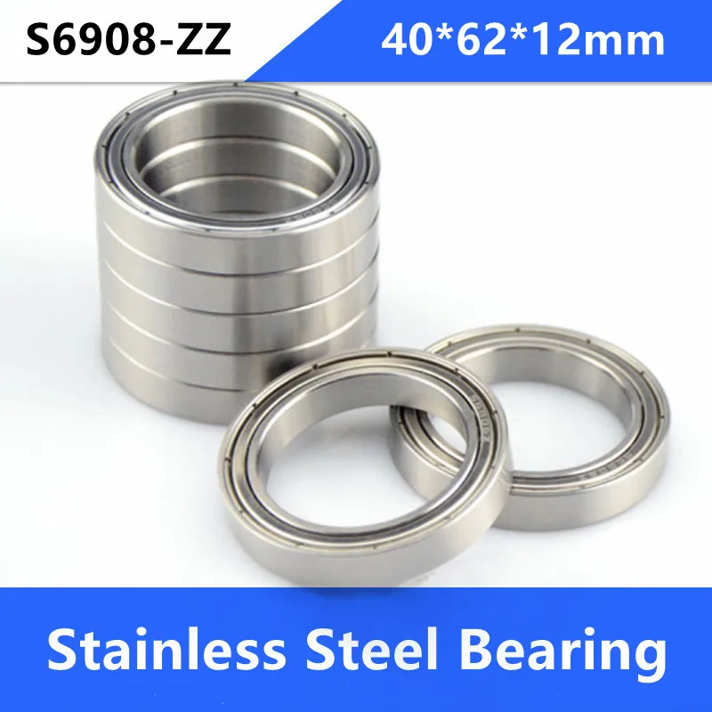 10pcs ABEC-5 S6908ZZ S6908 ZZ bearings 40x62x12 mm Stainless Steel Deep Groove Ball Bearing shielded 40*62*12mm 6908 6908ZZ